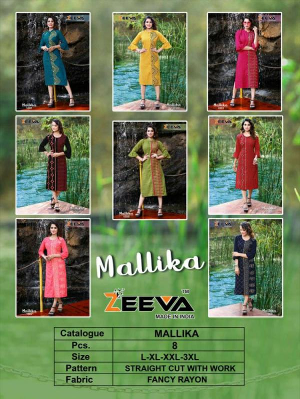 Zeeva Mallika Rayon Designer Kurti Collection